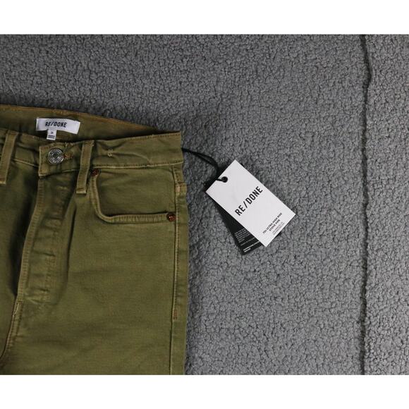 New Re/Done Womens 24 Green Jeans 70s Ultra High Rise Stove Pipe - Picture 5 of 8